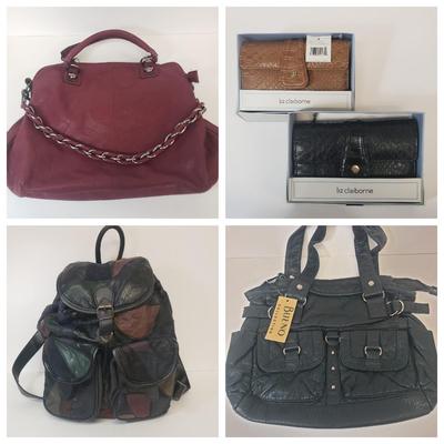 LOT 68: Vintage Patchwork Backpack, New with Tags Bag, New Liz Claiborne Wallets