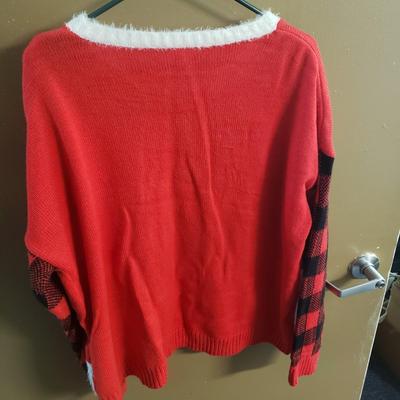 LOT 75: Christmas Sweaters with Sassy Reindeer & Santa Delivering Gifts- Plus size