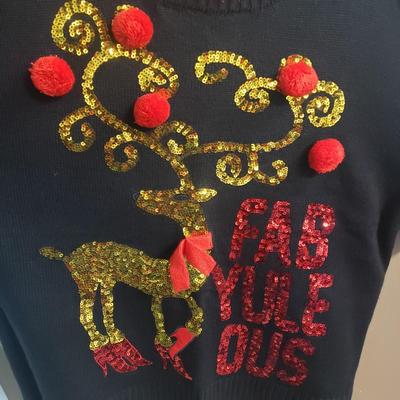 LOT 75: Christmas Sweaters with Sassy Reindeer & Santa Delivering Gifts- Plus size