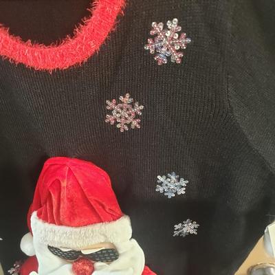 LOT 76: Christmas Kitty Sweater & 3D Santa Claus Sweater-New with Tags-Plus size