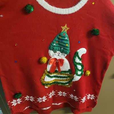 LOT 76: Christmas Kitty Sweater & 3D Santa Claus Sweater-New with Tags-Plus size