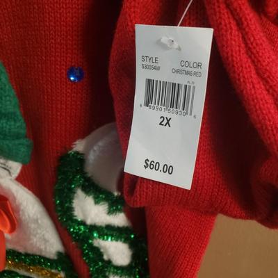 LOT 76: Christmas Kitty Sweater & 3D Santa Claus Sweater-New with Tags-Plus size
