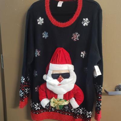 LOT 76: Christmas Kitty Sweater & 3D Santa Claus Sweater-New with Tags-Plus size