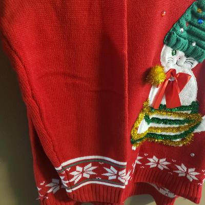 LOT 76: Christmas Kitty Sweater & 3D Santa Claus Sweater-New with Tags-Plus size