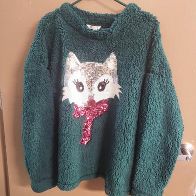 LOT 77: New with Tag Holiday Top & Fuzzy Sherpa Sequined Plus Size Pullovers