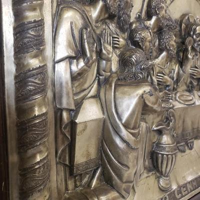 LOT 161: Vintage Metal 3D Art The Last Supper Signed