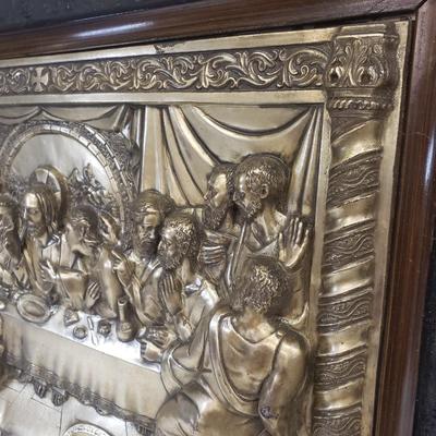 LOT 161: Vintage Metal 3D Art The Last Supper Signed