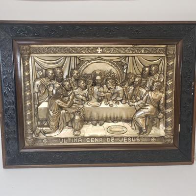 LOT 161: Vintage Metal 3D Art The Last Supper Signed