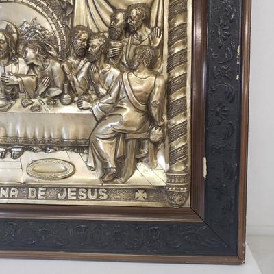 LOT 161: Vintage Metal 3D Art The Last Supper Signed