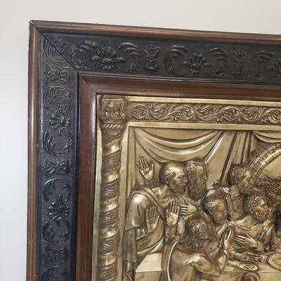 LOT 161: Vintage Metal 3D Art The Last Supper Signed