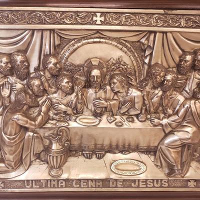 LOT 161: Vintage Metal 3D Art The Last Supper Signed