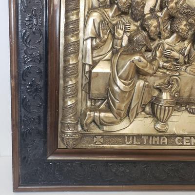 LOT 161: Vintage Metal 3D Art The Last Supper Signed