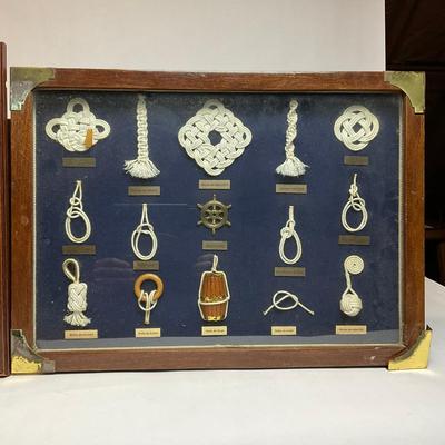 Z780 Framed Antique Fishing Collectibles & Sailor Knots