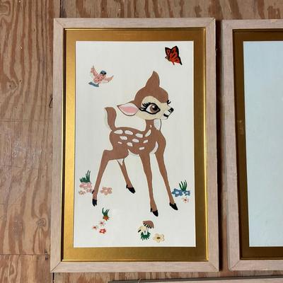 Z782 Set Of Framed Felt Collage Children Book Characters