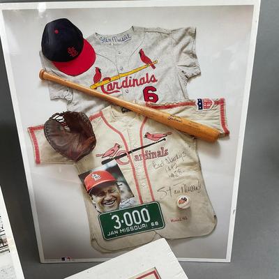 B795 Stanley Musial Autographed Framed Art And Memorbilia