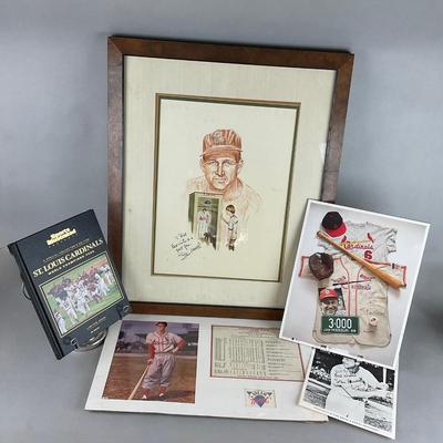 B795 Stanley Musial Autographed Framed Art And Memorbilia