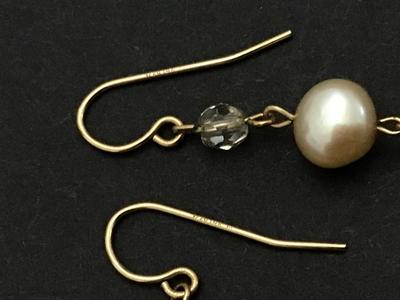 1/20 14 Kt Genuine Pearl Crystal Earrings. Marked