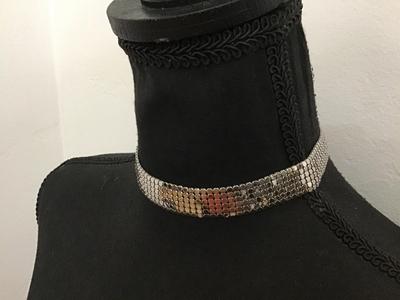 Whiting and Davis Vintage Silver Mesh Choker Signed Necklace. Excellent