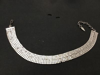 Whiting and Davis Vintage Silver Mesh Choker Signed Necklace. Excellent
