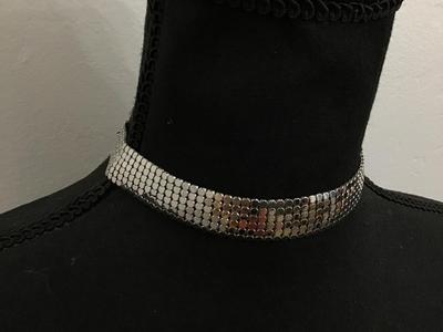 Whiting and Davis Vintage Silver Mesh Choker Signed Necklace. Excellent