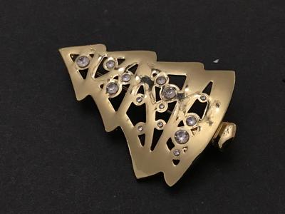Rhinestone Christmas Tree Brooch Vintage