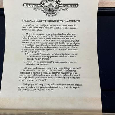 D901 Full Copy Of New York Times Newspaper October 29th, 1935 With Certificate Of Authentication