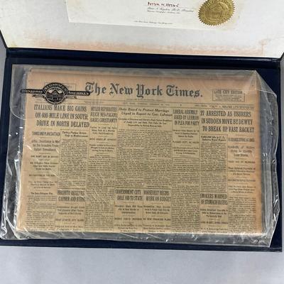 D901 Full Copy Of New York Times Newspaper October 29th, 1935 With Certificate Of Authentication