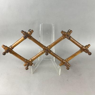 D903 Vintage French Faux Bamboo Wooden Accordion Coat & Hat Rack