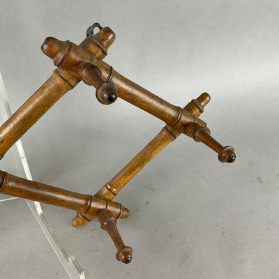 D903 Vintage French Faux Bamboo Wooden Accordion Coat & Hat Rack