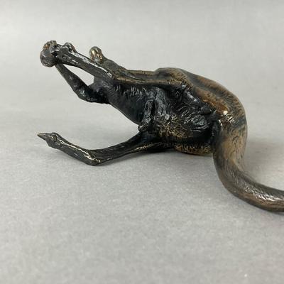 S908 Solid Brass Kangaroo With Joey Sculpture Signed Bodo Muche