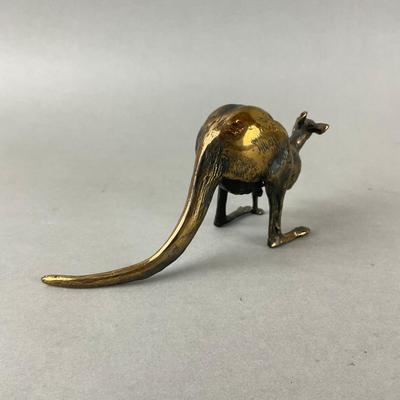 S908 Solid Brass Kangaroo With Joey Sculpture Signed Bodo Muche