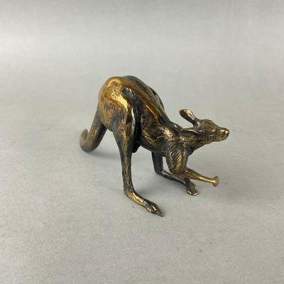 S908 Solid Brass Kangaroo With Joey Sculpture Signed Bodo Muche