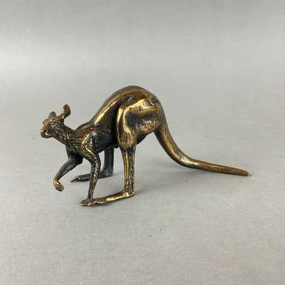 S908 Solid Brass Kangaroo With Joey Sculpture Signed Bodo Muche