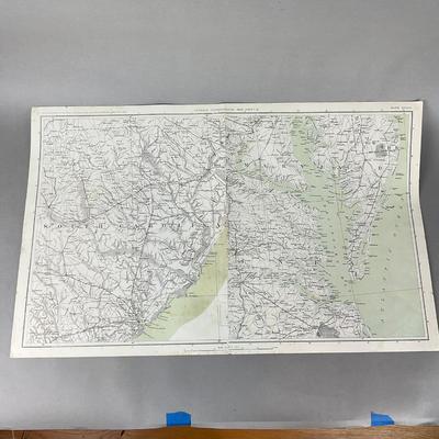 Z910 Two Sided Map Of Maryland, Delaware & South Carolina Chesapeake Bay