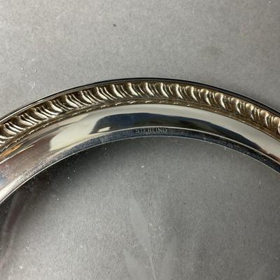 A914 Set Of Three Sterling Glass Silver Plates & Sugar Tongs