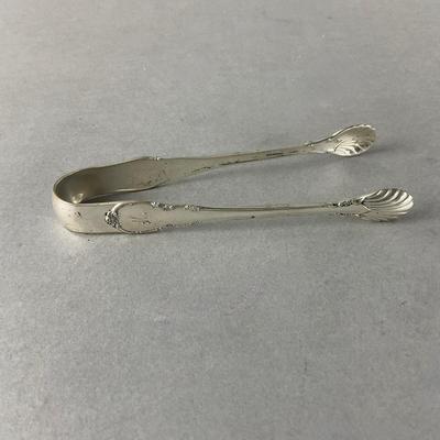 A914 Set Of Three Sterling Glass Silver Plates & Sugar Tongs