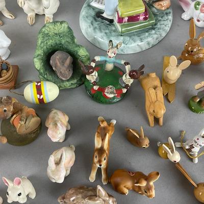 Z931 Huge Bunny Figurine Lot - Vintage Hand-Painted, Minature & Display Pieces