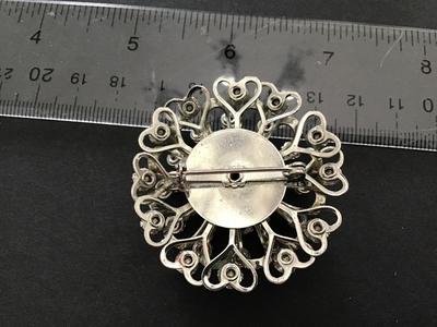 Silver Tone Blue Rhinestone Brooch