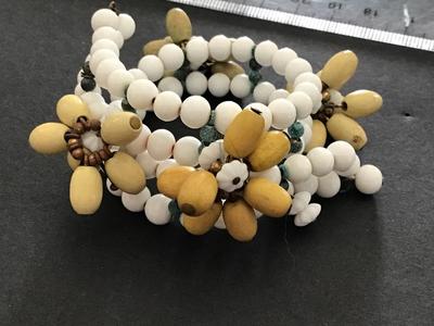 Milk Glass Bead Bracelet Vintage