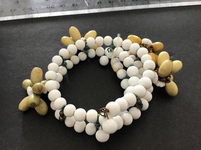Milk Glass Bead Bracelet Vintage