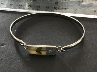 Silver Tone Hinged Flower Bracelet