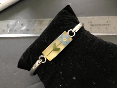 Silver Tone Hinged Flower Bracelet