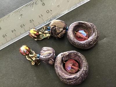 Vintage artisan Clay Crystal Earrings