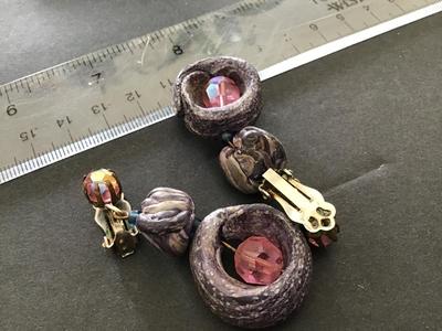 Vintage artisan Clay Crystal Earrings