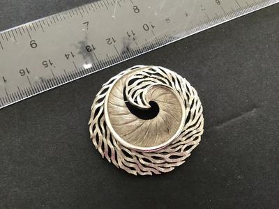 Silver Tone Brushed vintage Brooch