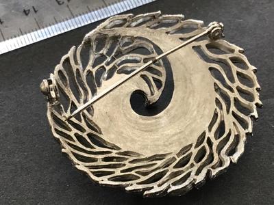 Silver Tone Brushed vintage Brooch