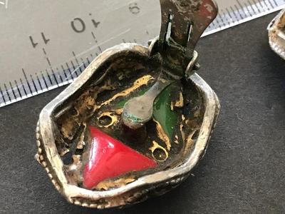 Vintage Large Stone clip on Earrings