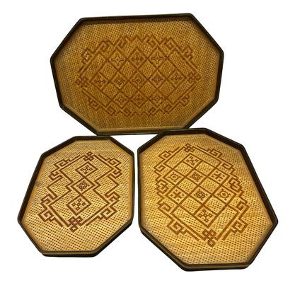 Set of 3 Nesting Rattan Trays