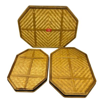 Set of 3 Nesting Rattan Trays