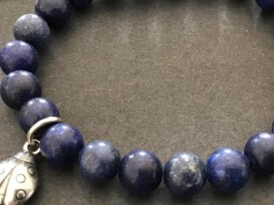 Blue Stone lady bug Bracelet